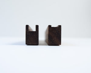 The side view of the detail of the grooves in the top and bottom pieces of the Drop-In Record Display Shelves. Showing that one is a deeper groove than the other. This is what allows the record to be dropped in to the shelf.